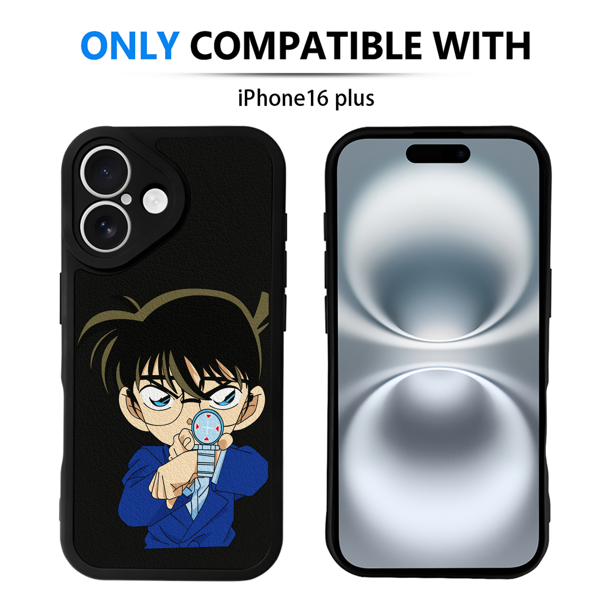 （画像用） 名探偵コナン 江戸川 コナン Detective Conan Conan Edogawa 【iPhone 16シリーズ対応】シリコンスマホケース（レザー調） 材質：シリコン